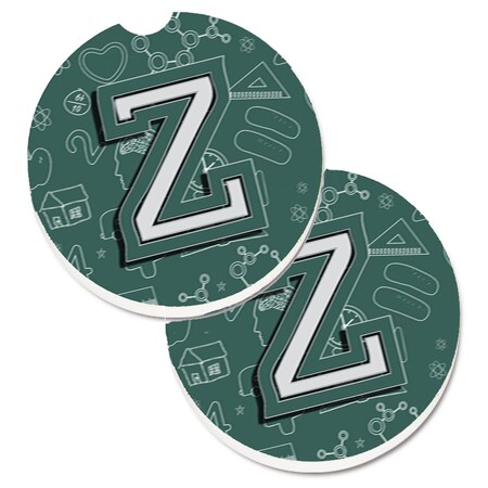 Carolines Treasures Letter Z Back to School Initial Set of 2 Cup Holder Car Coaster CJ2010-ZCARC